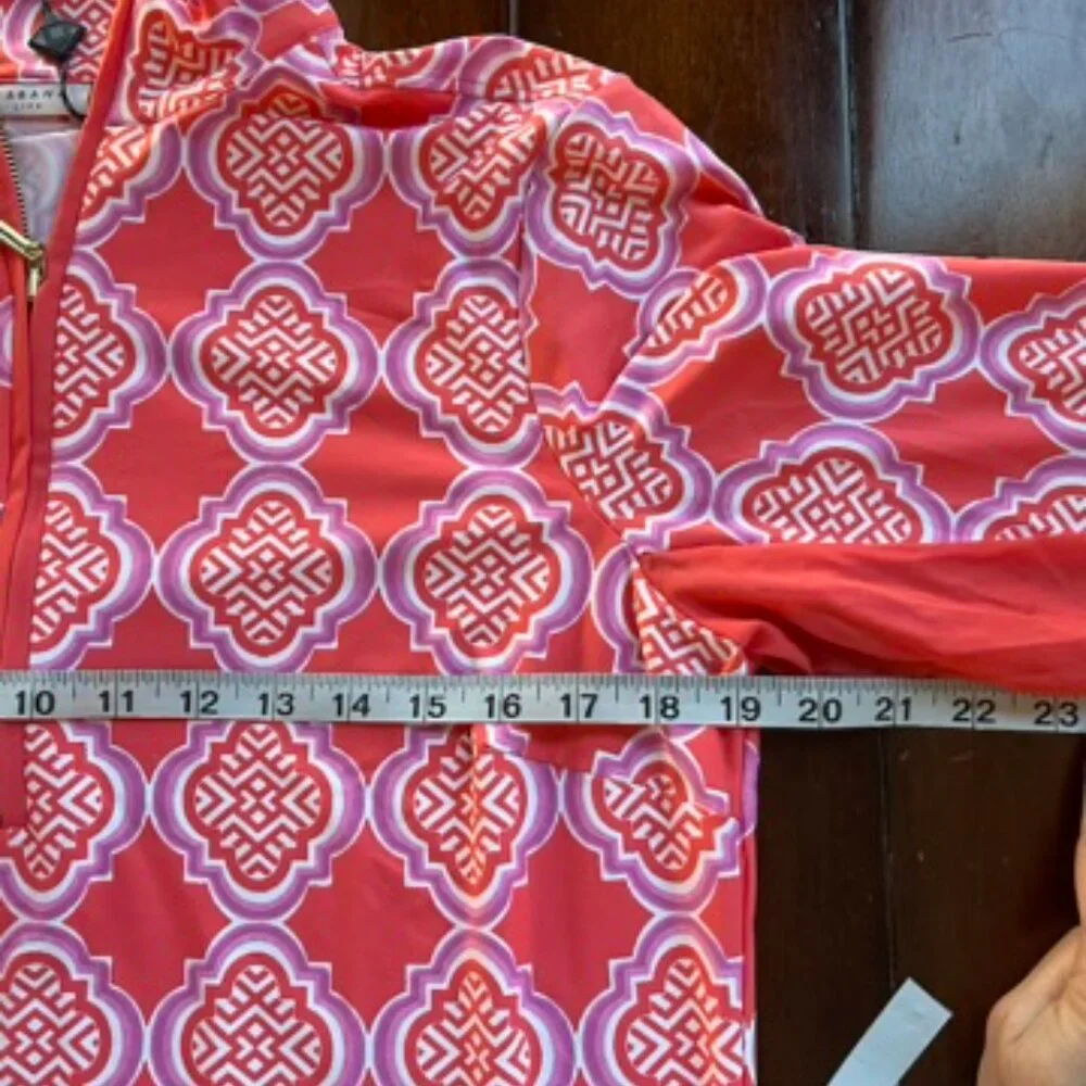 NWT Cabana Life Women’s UPF 50+ Long Sleeve Dress – Coral & White – Size XL - Picture 6 of 7